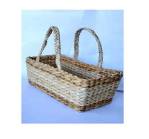 Panier de rangement artisanal en fibre de bananier, corbeille tressée en écorce naturelle, bac de rangement rectangulaire écologique pour la maison, panier utilitaire - Product Image 1