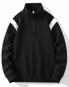 Men's <b>Brown</b> Quarter Zip <b>Fleece</b> Sweatshirt Regular Fit Solid Color Stand Collar Casual Spring Wear 100% Cotton Digital Breathable - Product Image 5