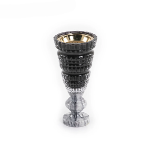 Brûleur d'encens arabe élégant avec base en marbre et bol en métal pour Bakhoor, résine, copeaux d'oud et décoration intérieure de luxe - Product Image 1