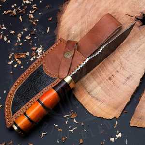 Cuchillo de Camping de Acero de Damasco Hecho a Mano, Personalizado OEM, Venta al por Mayor, con Hoja Fija de Punta Caída Afilada para Caza y Camping - Product Image 2