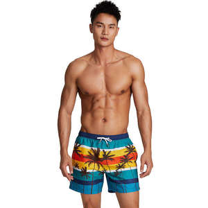 Men's Striped <b>Board</b> Shorts Quick Dry Drawstring Swim Trunks Mid Waist Casual Beach Wear Short Shorts 100% Polyester - Product Image 5