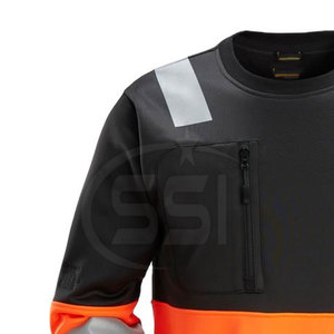 High Visibility Safety Sweatshirt Class 2 Reflective Orange Black Workwear Zip Pocket Shoulder Stripes Logo <b>LED</b> Flash Waterproof - Product Image 4