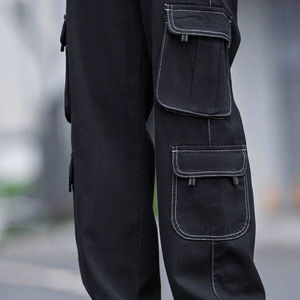 Jeans Apilados Personalizados para Hombre 2026, Jeans Negros Rectos de Alta Calidad con 8 Bolsillos, Estilo Cargo, Corte Holgado - Product Image 4