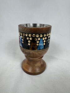 Handmade Wooden Candle Holder with Gemstone Inlays Resin & <b>Stone</b> for Home Decoration Wholesale - Product Image 6