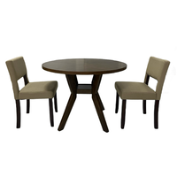 Ensemble de salle à manger moderne en trois pièces avec table en bois de caoutchouc et bois d'acacia et chaises rembourrées pour la cuisine