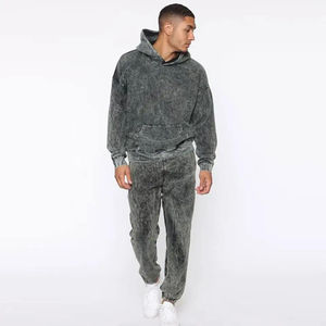 เสื้อฮู้ดดี้ผู้ชายผ้าฝ้ายหนาพิเศษ 100% ล้างสีแบบแอซิดวอช พร้อมลายสกรีนแบบดิสเทรสเอฟเฟค และฮู้ดดี้แบบสวมหัวมีโลหะ - Product Image 4