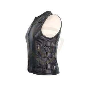 Gilets en cuir pour femmes personnalisés tendance, meilleur design, style motard - Product Image 4