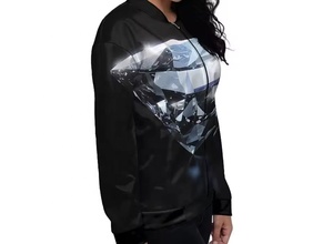 Blouson bombardier décontracté à sublimation manteau d'hiver fin de qualité supérieure veste réversible pour femmes recyclée à col montant et fermeture éclair - Product Image 3
