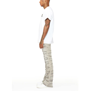 Fabricant OEM, pantalons en velours côtelé sur mesure, jeans décontractés de haute qualité, jeans déchirés vintage, jeans évasés empilés pour hommes - Product Image 4