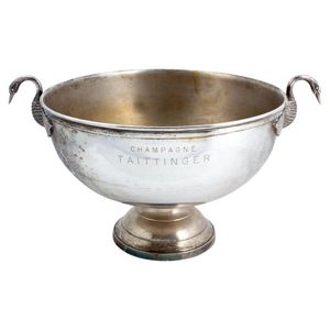 Seau à champagne vintage plaqué argent avec poignée en forme de cygne, grand seau à vin en métal, pièce de service pour glace, articles de bar en promotion - Product Image 1