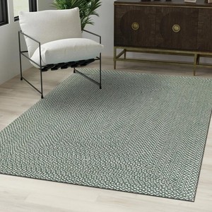 Tapis rectangulaire en jute tressé, style géométrique oriental, avec envers antidérapant en jute, réversible, adapté aux animaux domestiques, à poils ras, pour salon et maison - Product Image 3