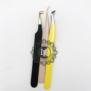 Pince à épiler professionnelle en acier inoxydable doré, faite à la main, pour extensions de cils, avec pointe à prise diamantée, logo personnalisé, revêtement en poudre multiple - Product Image 5