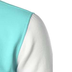 Chaqueta Varsity Azul Menta con Mangas Blancas, Estilo Béisbol, Cierre de Cremallera, Prenda Exterior Informal para Hombre y Mujer, Ribete Acanalado, Logotipo Personalizado, Tejido Impermeable - Product Image 6