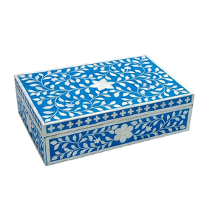 Green Bone Inlay <b>Trinket</b> Storage <b>Box</b> Handmade Luxury Wooden Accessory Organizer with Geometric Pattern - Product Image 4