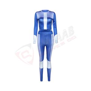 2025 Ladies Crop-Top Blue-<b>Color</b> Slim-Fit Wholesale Yoga Sets Fitness Gym Casual <b>Color</b>-Block Jumpsuit Tracksuits - Product Image 4