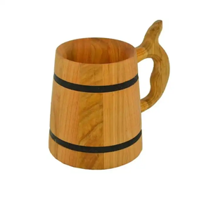 Chope à bière artisanale en bois de manguier écologique, style américain, couleur bois naturel foncé, pour café, camping, cadeau - Product Image 2