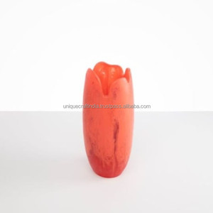 Handcrafted <b>Red</b> Tulip Shape Resin <b>Vase</b> | Minimal Modern Floral Holder | Artistic Decorative Home Accent - Product Image 1