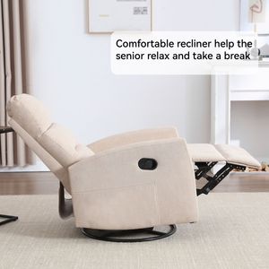 Fauteuil inclinable manuel beige avec fonction bascule et pivotant pour salon - Product Image 5
