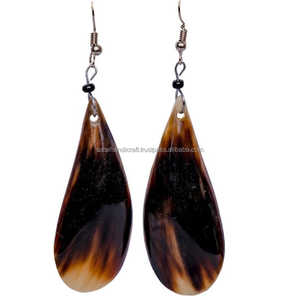 Pendientes Clásicos de Cuerno de Búfalo Natural de Alta Calidad para Mujer, Joyería Certificada IGI para Fiestas y Uso Diario - Product Image 1