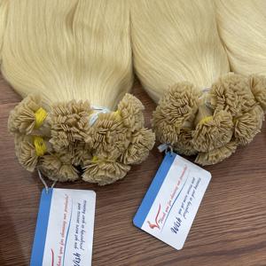ผมต่อปลายแบนสีบลอนด์100% ผมมนุษย์ผมต่อแบบไม่หลุดไม่พันกัน - Product Image 1