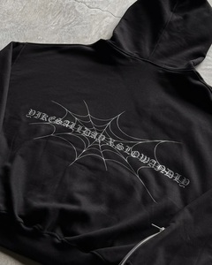 Custom Design 100% Cotton High Quality Streetwear Zip-up Allover Print Embroidery Stitch Rhinestone Embellishments <b>Men</b> Hoodies - Product Image 3