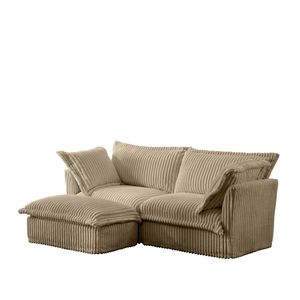 Divano componibile a L a 2 posti con pouf convertibile, seduta ampia e profonda e rivestimento sfoderabile per soggiorno - Product Image 4