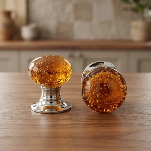 Modern Vintage Ceramic Bubble <b>Door</b> Knob Round Amber Color Contemporary Cabinet Handle for Dresser <b>Bathroom</b> Home Bar Durable - Product Image 4