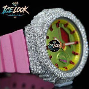 Reloj de Cuarzo Analógico de Acero Inoxidable con Esfera de Diamantes de Imitación, Correa Rosa de 20 mm, Caja Cuadrada, Estilo Hip Hop para Mujer - Product Image 5
