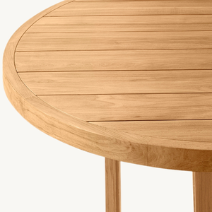 Mesa redonda en oferta, hecha de madera de teca, con un estilo moderno y sencillo, apta para uso en exteriores, resistente a la putrefacción. - Product Image 4
