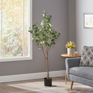 59-Inch <b>Artificial</b> Eucalyptus <b>Tree</b> Elegant Indoor Decorative Product - Product Image 1