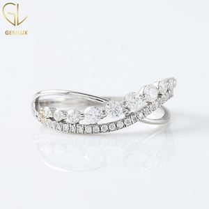 Round Cut Moissanite Wedding Band, 14K White Gold Criss Cross <b>Infinity</b> Twisted Band for Women Engagement Ring - Product Image 3