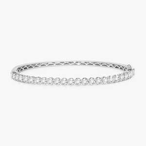 Lab Grown Diamond Bangle <b>Bracelets</b> 2-5Ctw Prong Set 10K 14K 18K Solid Gold Round Minimalist Stacking Double Security Hinged <b>Cuff</b> - Product Image 1