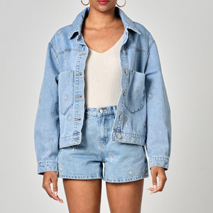 Conjunto de 2 Piezas OEM para Mujer: Top Casual y Shorts de Cintura Alta de Mezclilla con Chaqueta Vaquera de Alta Visibilidad 2026 - Product Image 1