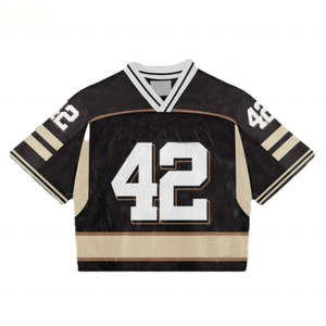 Maillot de football en mesh personnalisé pour homme – T-shirt de football américain entièrement imprimé à col en V et coupe ample - Product Image 5