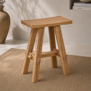 Modern Scandinavian Handmade Solid Teak <b>Wood</b> <b>Stool</b> & Ottoman Natural Finish Home Furniture for Living Room Model ST019 - Product Image 1