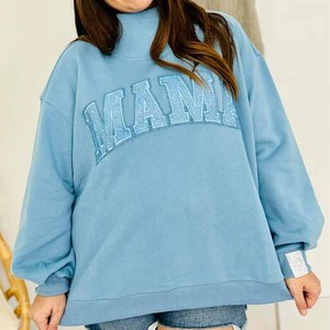 Sweat-shirt personnalisé MAMI Fraternity à col montant, col rond, broderie de lettres en chenille, en molleton de coton - Product Image 1