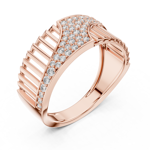 Bague LUXE CASCADE en or rose 18 carats plaqué rhodium avec diamant de laboratoire taillé, style minimaliste, pour mariage, fiançailles, cadeau, usage quotidien, bureau, homme - Product Image 1