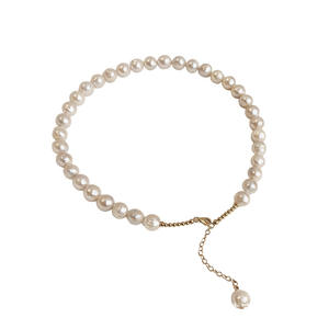 Collar de Perlas Barrocas de Agua Dulce Natural, Simple y Elegante, con Cadena de Clavícula Brillante y Extensible - Product Image 5