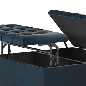 Harrison Distressed Dark Blue <b>Storage</b> Ottoman Coffee Table <b>Stool</b> & Ottoman - Product Image 3