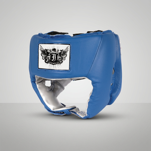 อุปกรณ์ป้องกันศีรษะสำหรับชกมวยแบบเปิดหน้า รุ่น Iron Punch Blue PU โครงอะลูมิเนียมน้ำหนักเบา สำหรับผู้ใหญ่ - Product Image 3