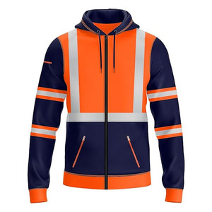 Sudadera con Capucha Disponible en Color y Diseño Personalizados, Color Naranja de Alta Visibilidad, Cinta Reflectante Doble Gris, Sudaderas de Alta Visibilidad - Product Image 1