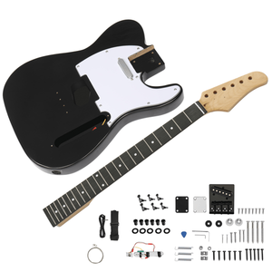 Kits de guitarra eléctrica DIY de 6 cuerdas estilo TL, color negro con cuerpo de caoba, mástil de arce y accesorios - Product Image 1