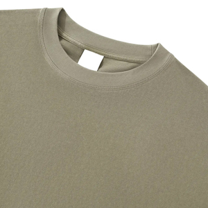 Camiseta de manga corta para hombre, estilo boxy, 260 gramos, teñida con hilo, vintage, lavada, envejecida, de algodón puro, estilo pesado, estilo urbano. - Product Image 3