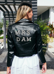 Customized Bridal <b>Wedding</b> Leather <b>Jacket</b> <b>for</b> Women, Genuine Leather Bride Gift <b>Jacket</b> with Custom Design - Product Image 4