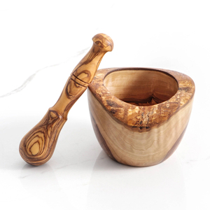 Handcrafted Wooden Mortar and Pestle Set Unique Natural Grain <b>Herb</b> and Spice <b>Grinder</b> for Kitchen Eco-Friendly Garlic Smasher - Product Image 3