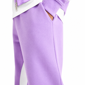 Men's Purple Hooded Tracksuit Full Length Zipper Casual Wear 100% Cotton Solid Color Breathable Autumn Outfit - Product Image 3