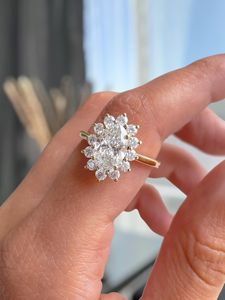 Gorgeous Oval Cut Diamond Floral Ring For Women's Lab Grown 3.00CT With 14K Solid Gold Fine Engagement Surprise Gift For Lovers - Product Image 1