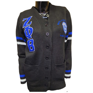 Cardigan avec logo brodé et en chenille de l'Université Zeta Phi Beta Sorority INC - Product Image 1