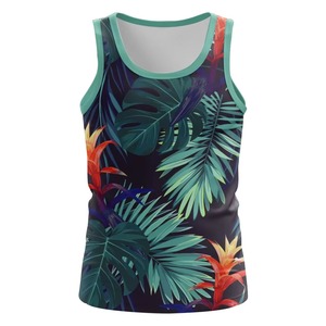 เสื้อกล้ามผู้ชายผ้าสแปนเด็กซ์/โพลีเอสเตอร์พิมพ์ลายตามสั่งขายส่ง บริการ OEM พิมพ์ลายแบบระเหิด ระบายอากาศ แห้งเร็ว - Product Image 4