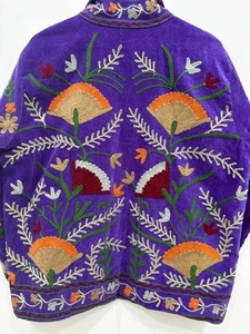 Premium Royal Purple Velvet Embroidered Jacket for Women Handcrafted Kashmiri Style Floral Zari Work Winter Wear Coat - Product Image 3